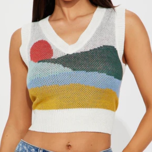 Fashion Nova Tops - Fashion Nova Multicolor Knit Crop Top